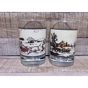1981 Currier & Ives Vintage Arby's Glasses Collector's Series 2 pieces